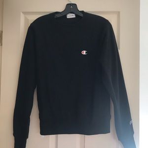 XS Champion Black Crewneck with Back Logo Black